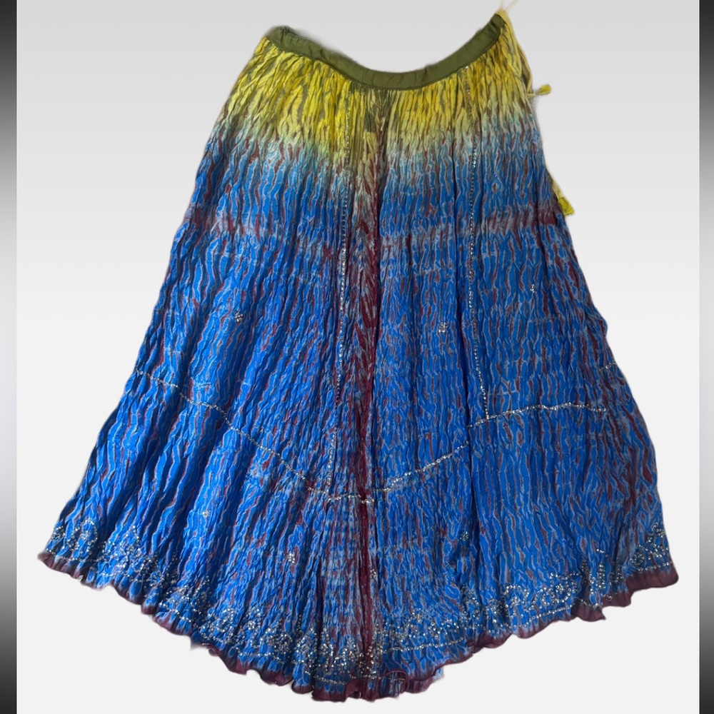 Beaded boho chic maxi skirt cotton